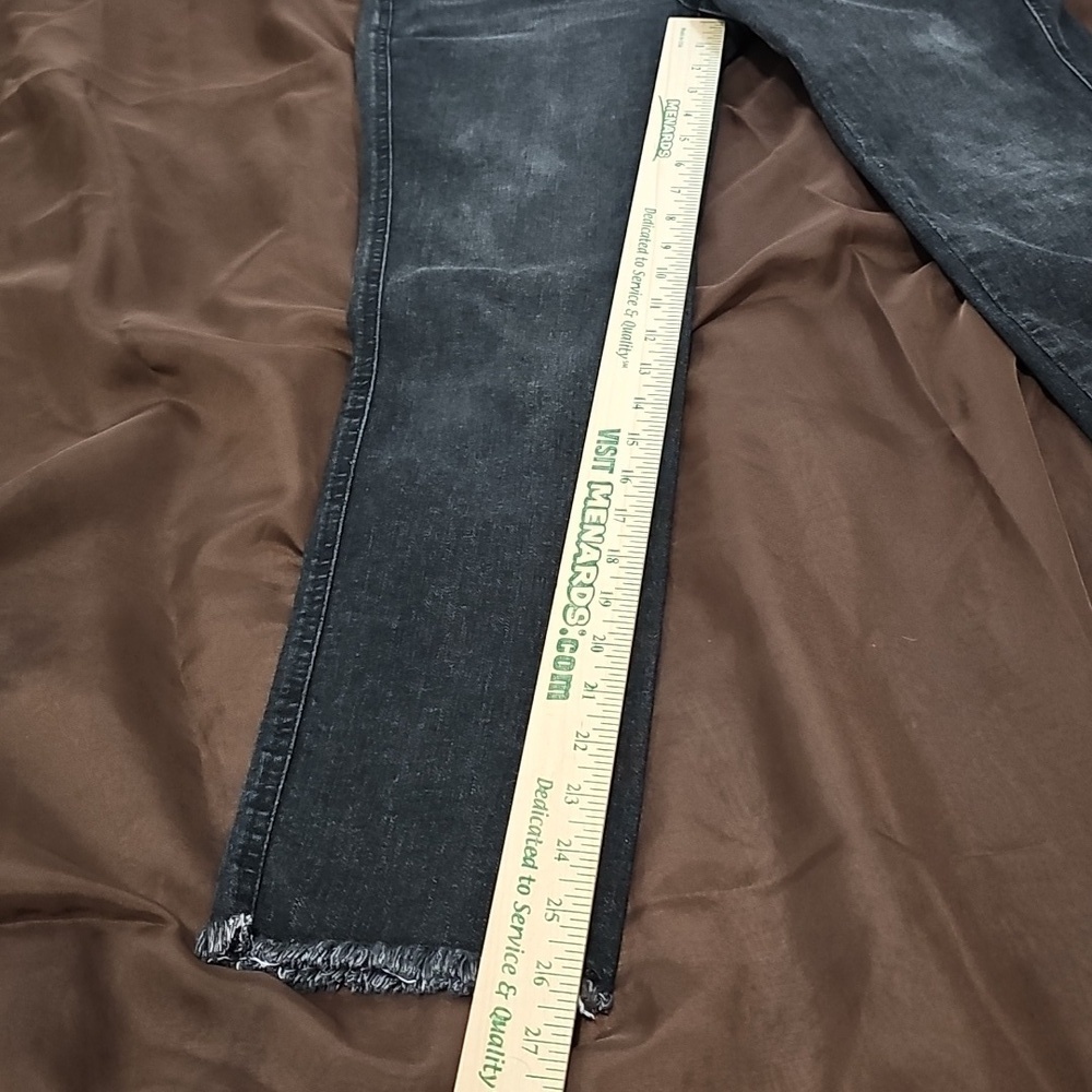 Chicos Black Jeans Define Me Denim Straight Leg Fringe Raw Hem Ankle Size 2 - Picture 6 of 7